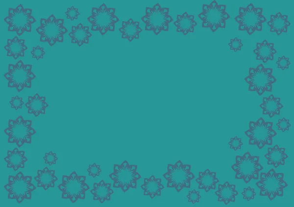 Blau-grüner Vektor Hintergrund mit Blumenmuster Rand — Stockvektor