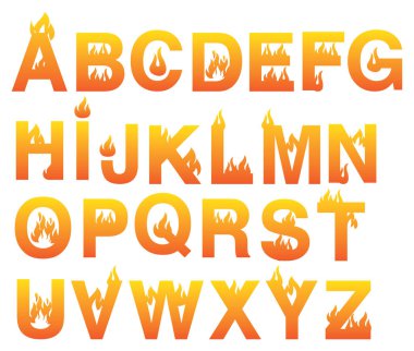 Ateşli Alfabeler Vektör Font Seti