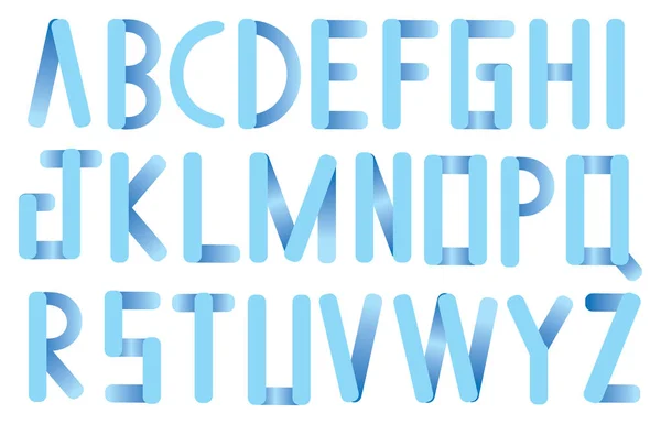 Soft Blue Rounded Corner Strips Vector Font Design — Stock Vector