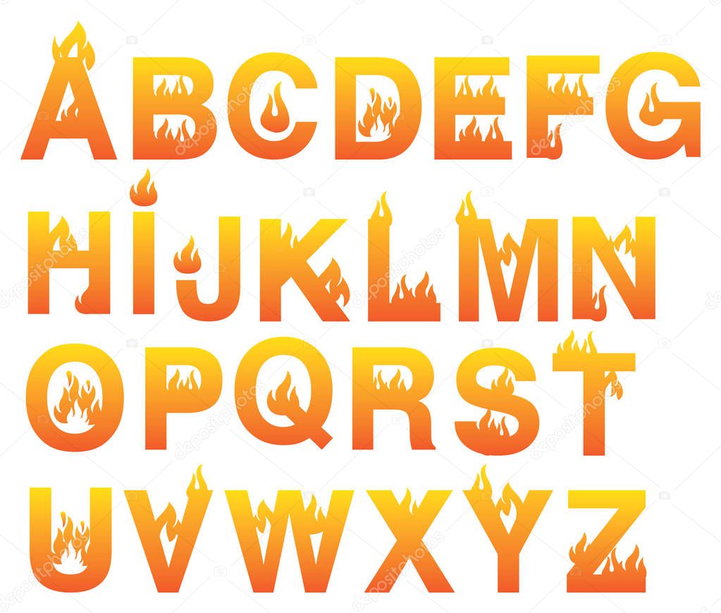 Fiery Alphabets Vector Font Set