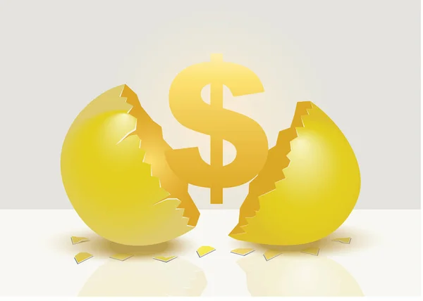 Gouden geld teken van gouden ei metafoor vector illustratie — Stockvector