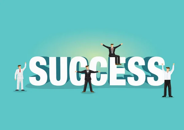 Typeface of success decorated with office businessman. — Stock Vector