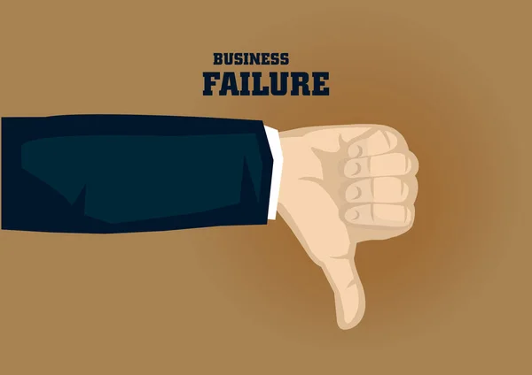 Pollici giù il cartone animato di gesto per il vettore Illustra di fallimento di affari — Vettoriale Stock