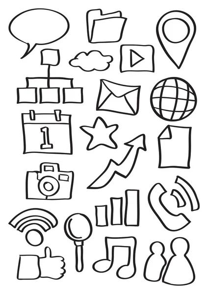 Internet Web Icon Doodles Vector Ilustración — Archivo Imágenes Vectoriales