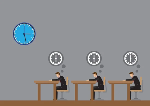 Trabajadores de oficina pensando en Knock Off Time Cartoon Vector Illu — Vector de stock