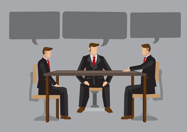 Ilustración vectorial de hombres de negocios con burbujas de habla en blanco — Archivo Imágenes Vectoriales