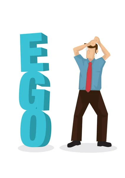 Empresario Frente Texto Bloque Ego Encontrar Una Manera Éxito Concepto — Vector de stock