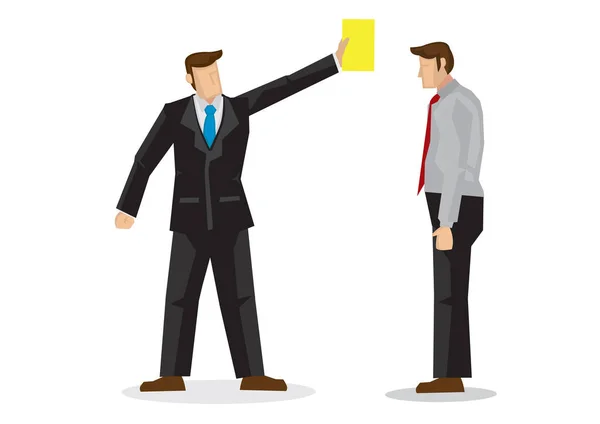 Szef Pokazuje Pracownikowi Żółtą Kartkę Koncepcja Kary Biznesowej Kultury Biurowej — Wektor stockowy
