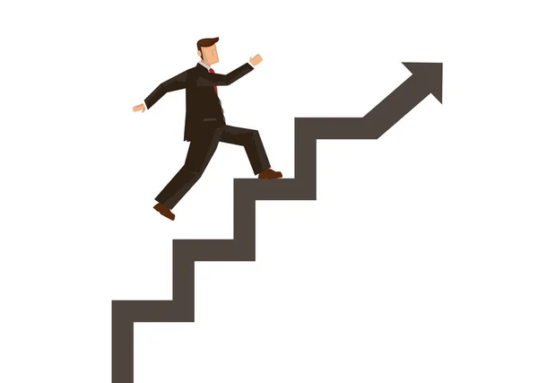 Empresário Intensificando Escada Construir Uma Seta Subindo Crescimento Negócio Financiar — Vetor de Stock