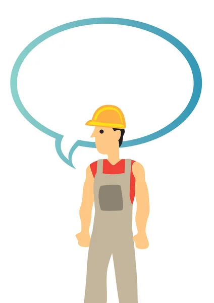 Construction Worker Empty Speech Bubble Concept Workplace Safety Prevention Industrial — Stock Vector