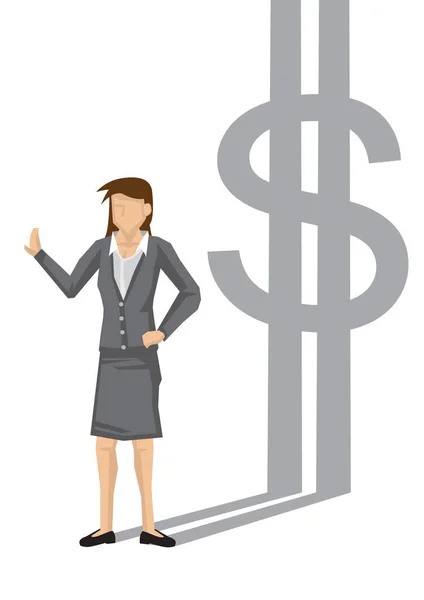 Mujer Negocios Con Una Sombra Símbolo Dólar Concepto Mentalidad Monetaria — Archivo Imágenes Vectoriales