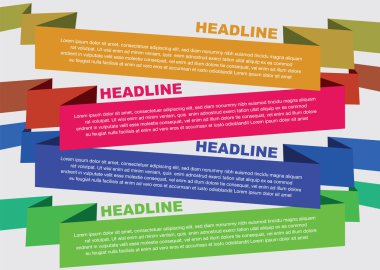 Kağıt Sancak İlerleme seçimi veya sürümlerinin vektör illüstrasyonu. Bilgi grafikleri şablonu.