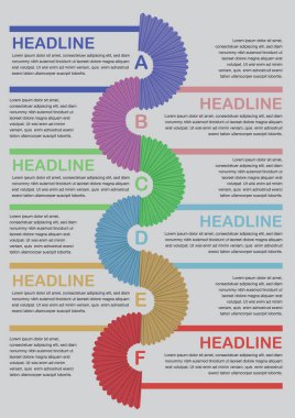Soyut bilgi işleme seçenekleri şablonu. Çalışma akışı düzeni. Metin için alan ile vektör illüstrasyonu.