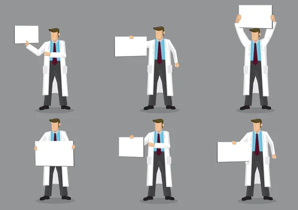 Conjunto Seis Ilustrações Vetoriais Profissionais Médicos Desenhos Animados Trabalho Casaco —  Vetores de Stock