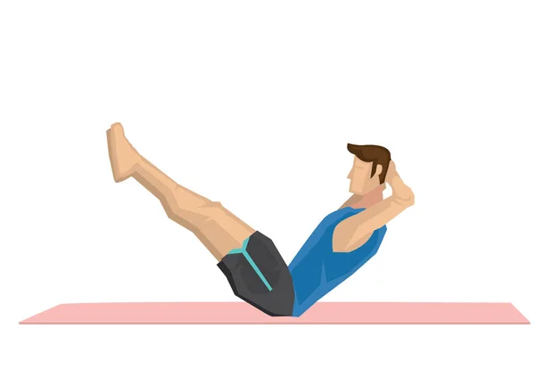 Ilustración Hombre Fuerte Practicando Yoga Con Una Pose Barco Concepto — Archivo Imágenes Vectoriales