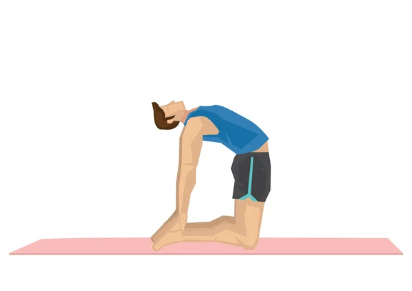 Illustration Stark Man Som Utövar Yoga Med Kamelposer Begreppet Yoga — Stock vektor