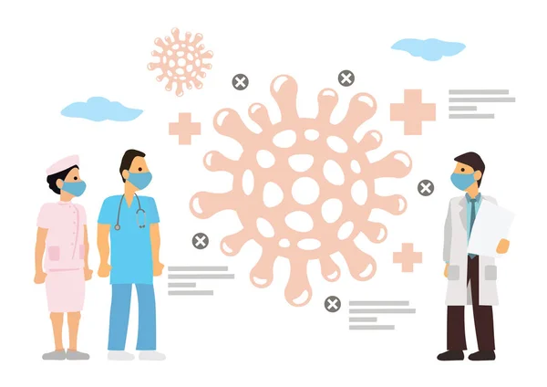 Bacteria Pandemic Virus Outbreak Research Group Doctors Nurses Researcher Virus — Stock Vector