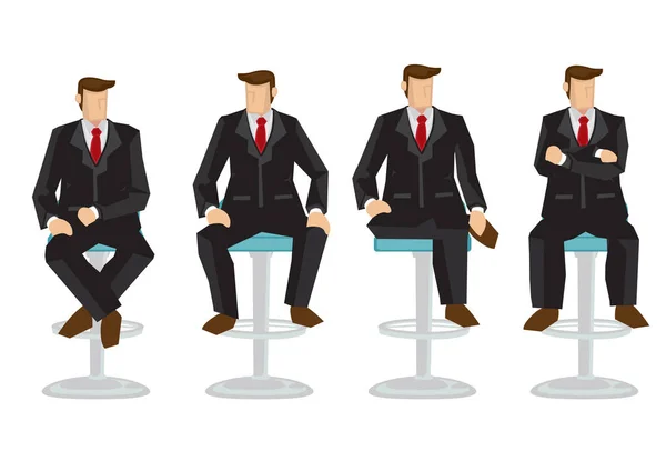 Set Full Length Business Man Various Sitting Positions Isolated White — Stock Vector