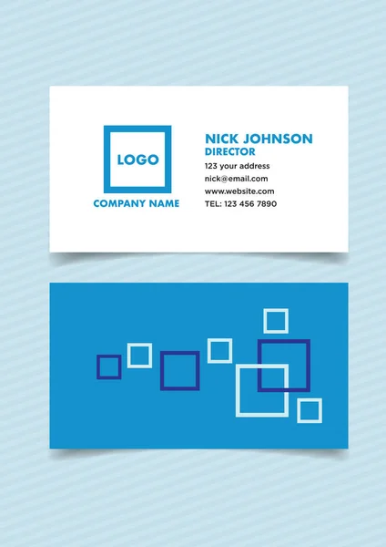 Modelo Cartão Visita Design Comercial Com Quadrados Branco Azul Ilustração — Vetor de Stock
