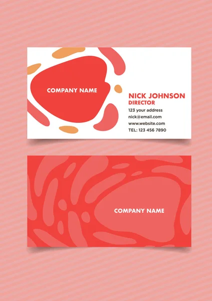 Modelo Cartão Visita Design Comercial Com Fluxo Branco Vermelho Ilustração — Vetor de Stock