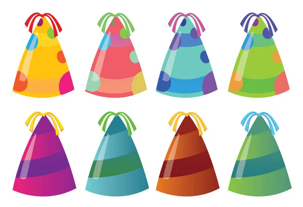 Sombreros Fiesta Colores Aislados Ilustración Vectorial — Vector de stock
