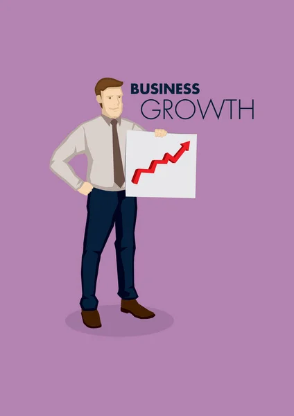 Cartoon Zakenman Met Een Business Groeischema Vector Illustratie Business Growth — Stockvector