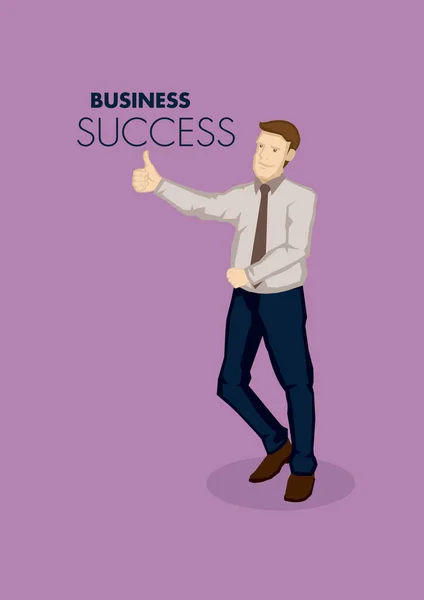 Vector Illustration Cartoon Businessman Showing Thumbs Gesture Business Success — Stock Vector