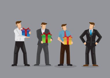 İş adamları bir anlaşma yapmak için başka bir işadamına rüşvet veriyor. İzole vektör illüstrasyonu. 