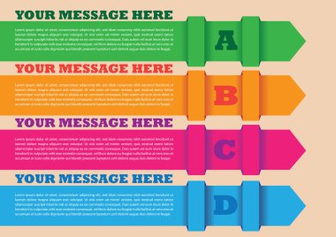 Metin için kendi alanı olan renkli pankartların tasarımı. Vektör illüstrasyonu.
