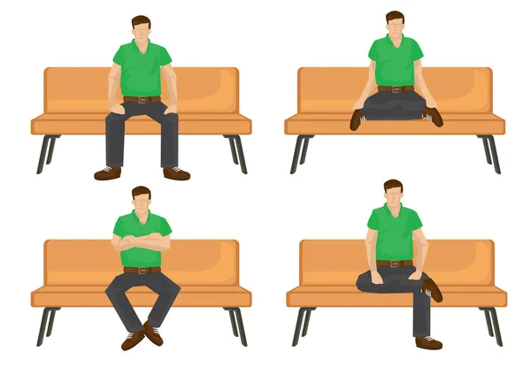 一组全长的休闲人在不同的坐姿上与白色背景隔离 矢量图解设计 — 图库矢量图片