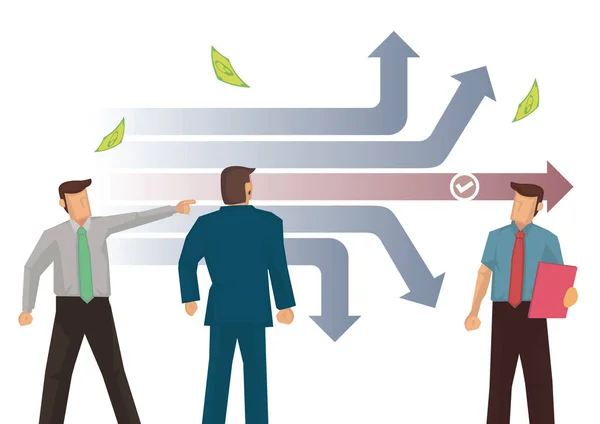 Équipe Entreprises Recherche Options Croissance Recherche Bonne Voie Concept Croissance — Image vectorielle