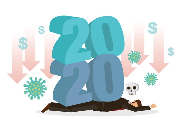 Empresario Con Problemas Año 2020 Concepto Crisis 2020 Pandemia Coronavirus — Archivo Imágenes Vectoriales