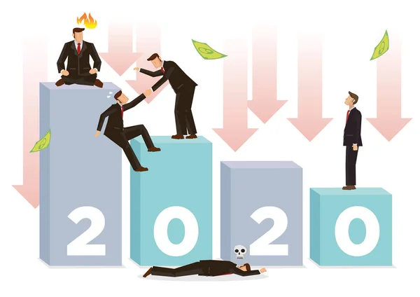 Επιχειρηματίες Που Αντιμετωπίζουν Προβλήματα Έτος 2020 Έννοια Της Κρίσης Του — Διανυσματικό Αρχείο