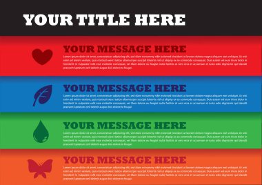 Metin ve doğa simgeleri için kendi alanı olan dört pankartın tasarımı. Vektör illüstrasyonu.