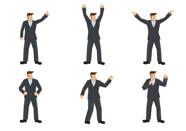 Set Six Businessman Different Expression Pose Isolated Vector Illustration — Stock Vector