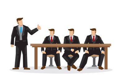 İşverenler çalışanları ve çalışanları sıkı çalışmaları için övüyorlar. Takım çalışması ve takdir kavramı. Vektör çizgi film illüstrasyonu.