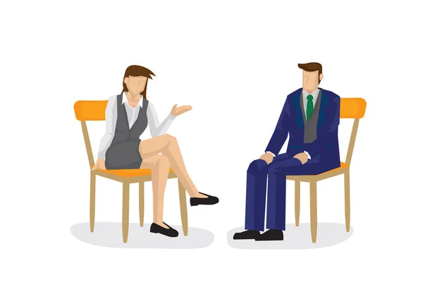 Business Woman Man Discuss Work Together Concept Cooperation Consultation Isolated — Stock Vector