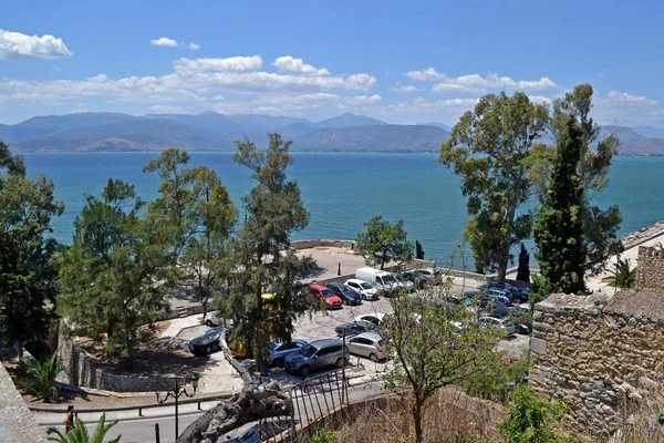 Vista Superior Estacionamento Golfo Argólico Nafplio Grécia — Fotografia de Stock