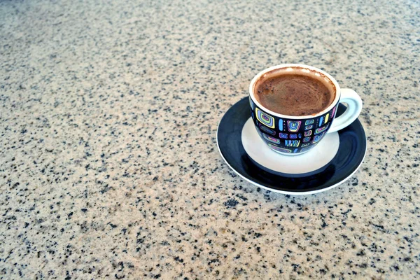 Une Tasse Café Grec Turc Sur Une Table Marbre — Photo