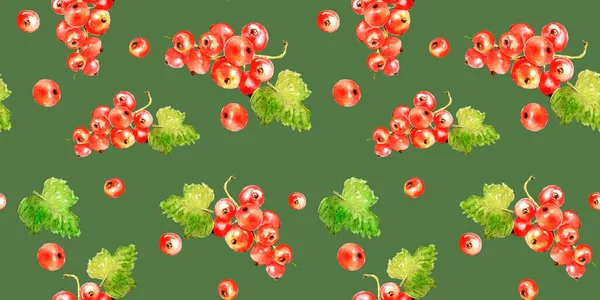 Handgezeichnete Aquarell nahtlose rote Johannisbeere Muster — Stockfoto