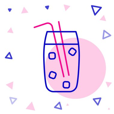 Çizgi kokteyl ve alkol ikonu beyaz arka planda izole edilmiş. Renkli taslak konsepti. Vektör İllüstrasyonu