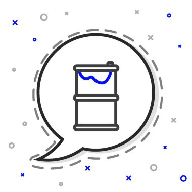 Varil yağı sızıntısı simgesi beyaz arka planda izole edildi. Renkli taslak konsepti. Vektör İllüstrasyonu