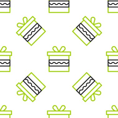 Satır Hediye kutusu simgesi beyaz arkaplanda izole edilmiş kusursuz desen. Doğum günün kutlu olsun. Vektör İllüstrasyonu