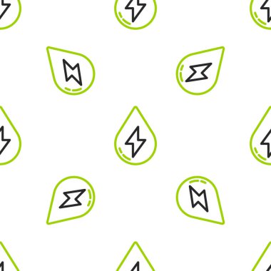 Çizgi Su Enerji ikonu beyaz zemin üzerinde izole edilmiş pürüzsüz desen. Su damlacıklarıyla ekoloji kavramı. Alternatif enerji kavramı. Vektör İllüstrasyonu