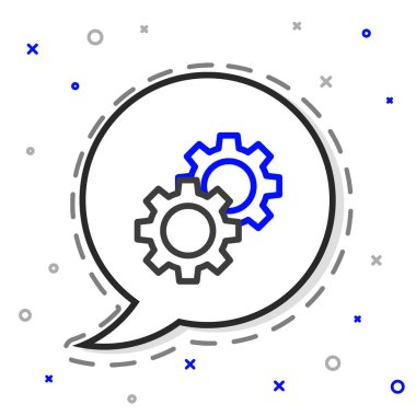 Çizgi Dişli simgesi beyaz arkaplanda izole edildi. Çarklı teçhizat ayarları. İşçi sembolü. Renkli taslak konsepti. Vektör İllüstrasyonu