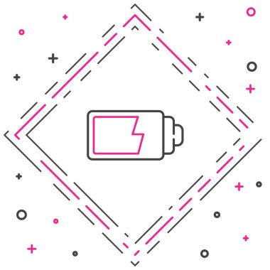 Çizgi Batarya şarj seviyesi göstergesi simgesi beyaz arkaplanda izole edildi. Renkli taslak konsepti. Vektör İllüstrasyonu