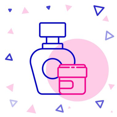 Beyaz arkaplanda çizgi kremi ya da losyon kozmetik tüp simgesi izole edilmiş. Erkekler için vücut bakım ürünleri. Renkli taslak konsepti. Vektör İllüstrasyonu