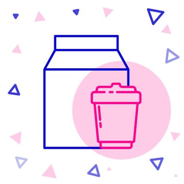 Çevrimiçi sipariş verme ve fast food dağıtım simgesi beyaz arka planda izole edildi. Renkli taslak konsepti. Vektör İllüstrasyonu