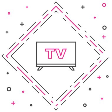 Akıllı TV simgesi beyaz arkaplanda izole edildi. Televizyon tabelası. Renkli taslak konsepti. Vektör İllüstrasyonu