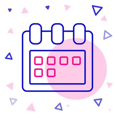 Çizgi Takvimi simgesi beyaz arkaplanda izole edildi. Olay hatırlatma sembolü. Renkli taslak konsepti. Vektör İllüstrasyonu